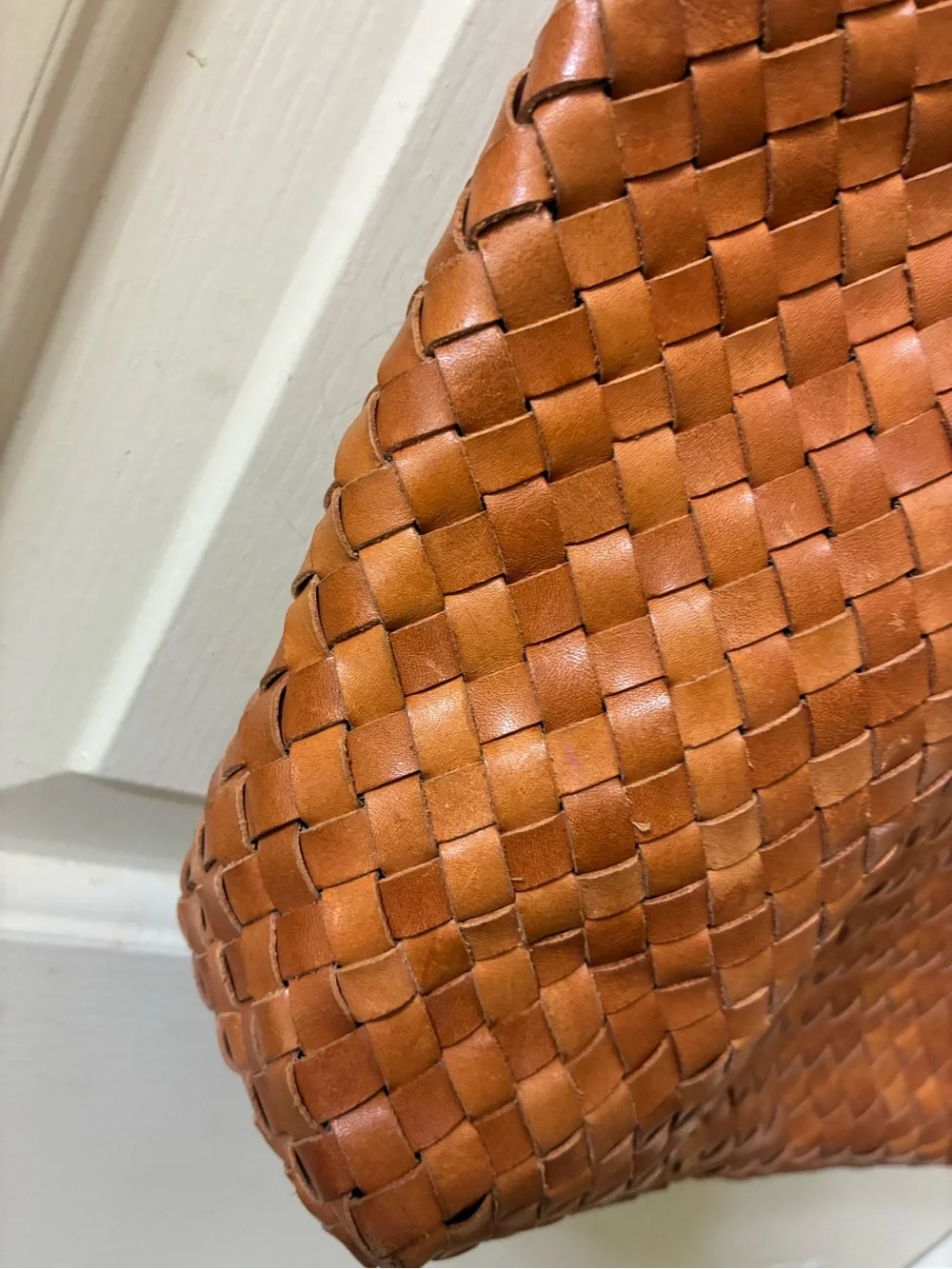 MILANER Elena Handwoven Leather Tote Bag Basket Shopper NWOT